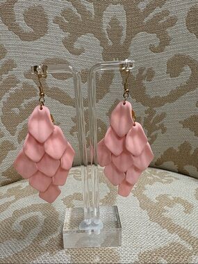 Pink Petal Drop Earrings - Lightweight Layered Dangles
